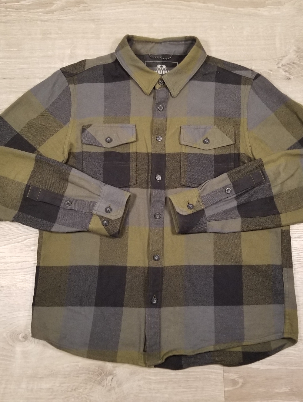 KUIU Field Flannel Shirt Mens M Verde Plaid Wool Cotton Blend Hunting Outdoor